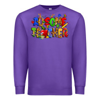 Purple ausome autism teacher Premium Sweatshirt - Zillion Design Studio
