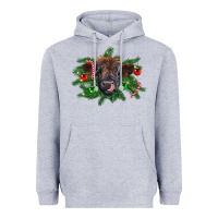 Heather Grey Christmas highland calf Heavyweight Hoodie - RanaPortraitStore