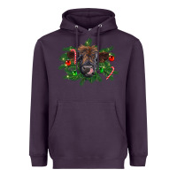 Plum Christmas highland calf Heavyweight Hoodie - RanaPortraitStore