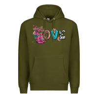 Army Green valentines day love and boots Premium Hoodie - AdoDesignShop