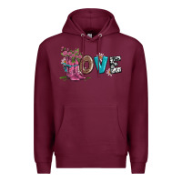 Burgundy valentines day love and boots Premium Hoodie - AdoDesignShop