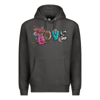 Charcoal Heather valentines day love and boots Premium Hoodie - AdoDesignShop