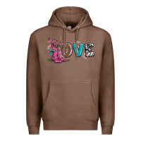 Chestnut valentines day love and boots Premium Hoodie - AdoDesignShop