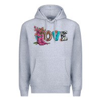 Heather Grey valentines day love and boots Premium Hoodie - AdoDesignShop