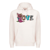 Pale Pink valentines day love and boots Premium Hoodie - AdoDesignShop
