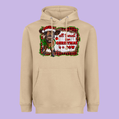 All I Want For Christmas Is A Cow Highland Calf Heavyweight Hoodie Designed By Ranaportraitstore