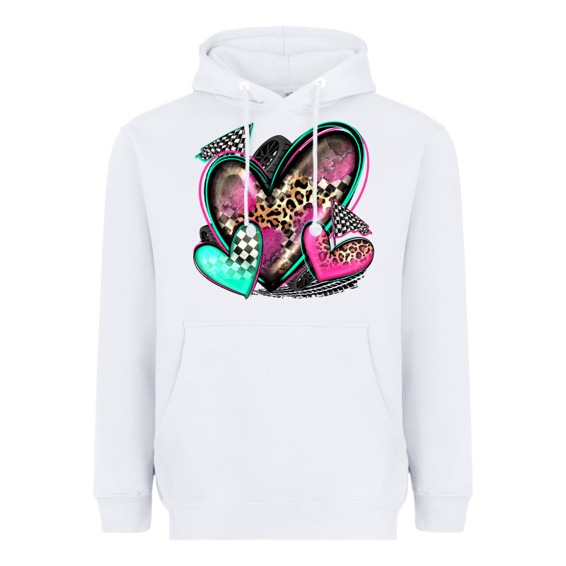 Race Hearts Heavyweight Hoodie by Zillion Design Studio | Teevron