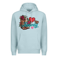 Blue Mist valentines day howdy and boots Premium Hoodie - AdoDesignShop