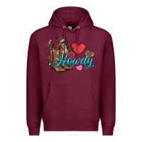 Burgundy valentines day howdy and boots Premium Hoodie - AdoDesignShop