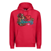 Cardinal valentines day howdy and boots Premium Hoodie - AdoDesignShop