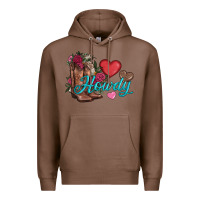 Chestnut valentines day howdy and boots Premium Hoodie - AdoDesignShop