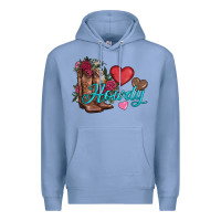 Colony Blue valentines day howdy and boots Premium Hoodie - AdoDesignShop