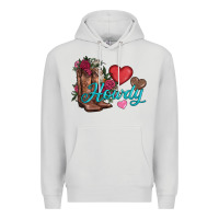 Dove Grey valentines day howdy and boots Premium Hoodie - AdoDesignShop