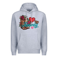 Heather Grey valentines day howdy and boots Premium Hoodie - AdoDesignShop