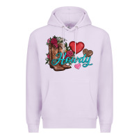 Lilac valentines day howdy and boots Premium Hoodie - AdoDesignShop