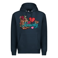 Navy valentines day howdy and boots Premium Hoodie - AdoDesignShop