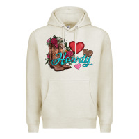 Oatmeal Heather valentines day howdy and boots Premium Hoodie - AdoDesignShop