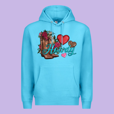 Valentines Day Howdy And Boots Premium Hoodie Designed By Adodesignshop