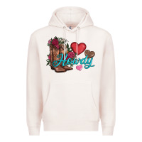 Pale Pink valentines day howdy and boots Premium Hoodie - AdoDesignShop