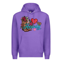 Purple valentines day howdy and boots Premium Hoodie - AdoDesignShop