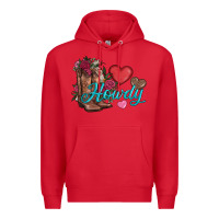 Red valentines day howdy and boots Premium Hoodie - AdoDesignShop