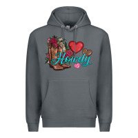 Rock valentines day howdy and boots Premium Hoodie - AdoDesignShop