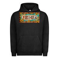 Pigment Black jesus western patterns license plate template Urban Hoodie - BarkalooDesign