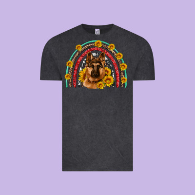 German Shepherd Rainbow Vintage Tee Designed By Artiststas