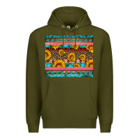 Army Green western sunflowers turquoise Premium Hoodie - Artiststas