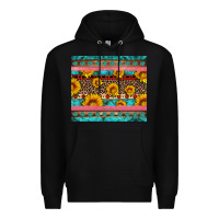 Black western sunflowers turquoise Premium Hoodie - Artiststas