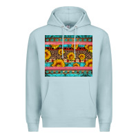 Blue Mist western sunflowers turquoise Premium Hoodie - Artiststas