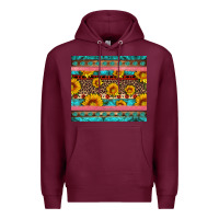 Burgundy western sunflowers turquoise Premium Hoodie - Artiststas