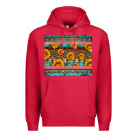 Cardinal western sunflowers turquoise Premium Hoodie - Artiststas
