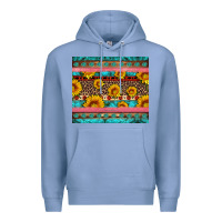Colony Blue western sunflowers turquoise Premium Hoodie - Artiststas