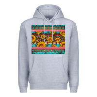 Heather Grey western sunflowers turquoise Premium Hoodie - Artiststas