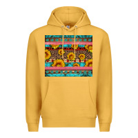 Mustard western sunflowers turquoise Premium Hoodie - Artiststas