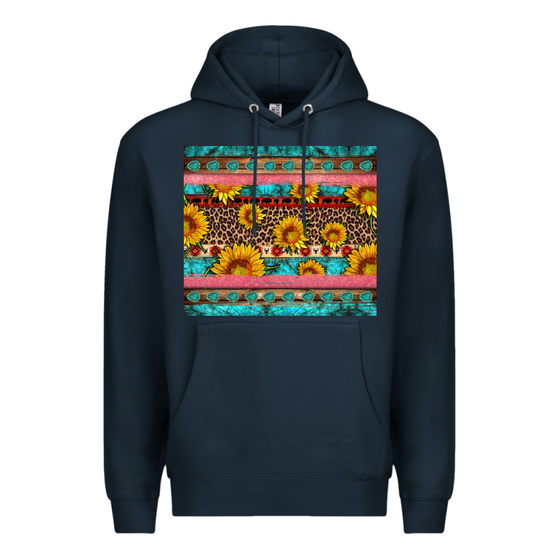 Western Sunflowers Turquoise Premium Hoodie by Artiststas | Teevron