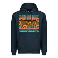 Navy western sunflowers turquoise Premium Hoodie - Artiststas