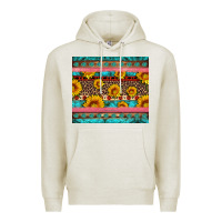 Oatmeal Heather western sunflowers turquoise Premium Hoodie - Artiststas