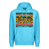 Ocean Blue western sunflowers turquoise Premium Hoodie - Artiststas