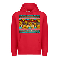 Red western sunflowers turquoise Premium Hoodie - Artiststas