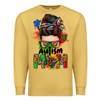 Antique Gold autism mom messy bun Premium Sweatshirt - Zillion Design Studio