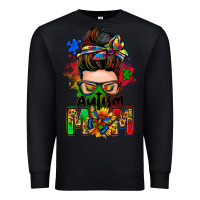 Black autism mom messy bun Premium Sweatshirt - Zillion Design Studio