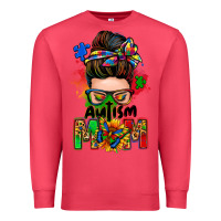 Cardinal autism mom messy bun Premium Sweatshirt - Zillion Design Studio