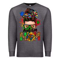 Charcoal Heather autism mom messy bun Premium Sweatshirt - Zillion Design Studio