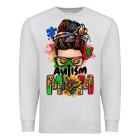 Dove Grey autism mom messy bun Premium Sweatshirt - Zillion Design Studio
