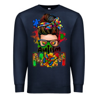 Navy autism mom messy bun Premium Sweatshirt - Zillion Design Studio
