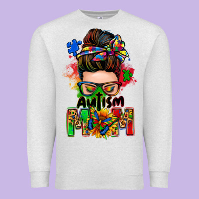 Autism Mom Messy Bun Premium Sweatshirt Designed By Zillion Design Studio