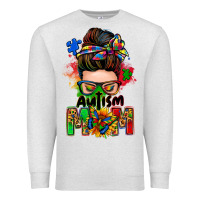 Oatmeal Heather autism mom messy bun Premium Sweatshirt - Zillion Design Studio