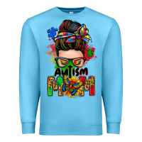 Ocean Blue autism mom messy bun Premium Sweatshirt - Zillion Design Studio